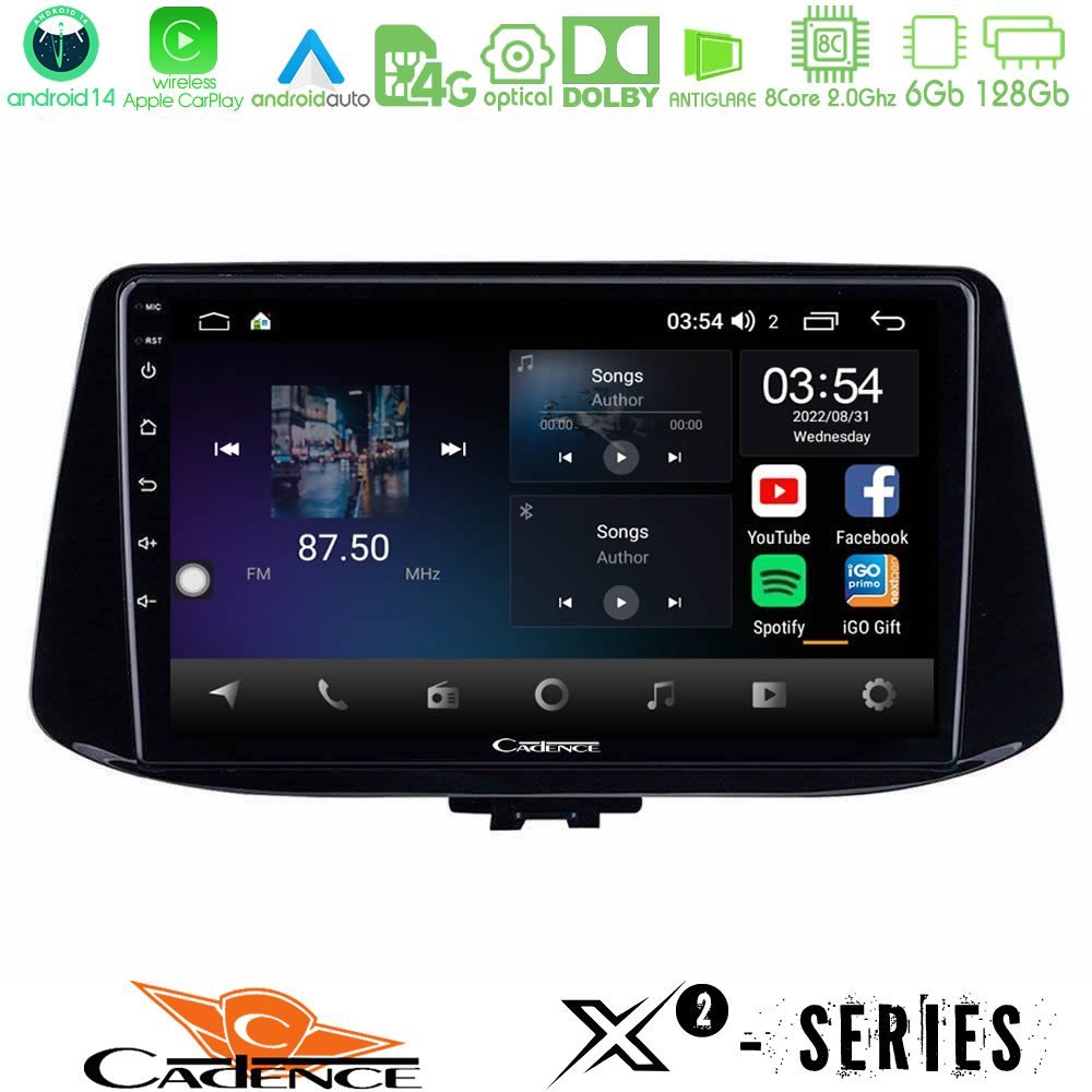 Cadence X2 Series 8Core Android14 6+128GB  Hyundai i30 Navigation Multimedia Tablet 9"