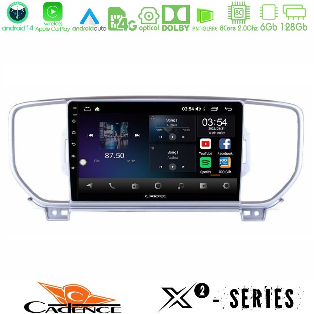 Cadence X2 Series 8Core Android14 6+128GB  Kia Sportage 2016-2018 Navigation Multimedia Tablet 9"