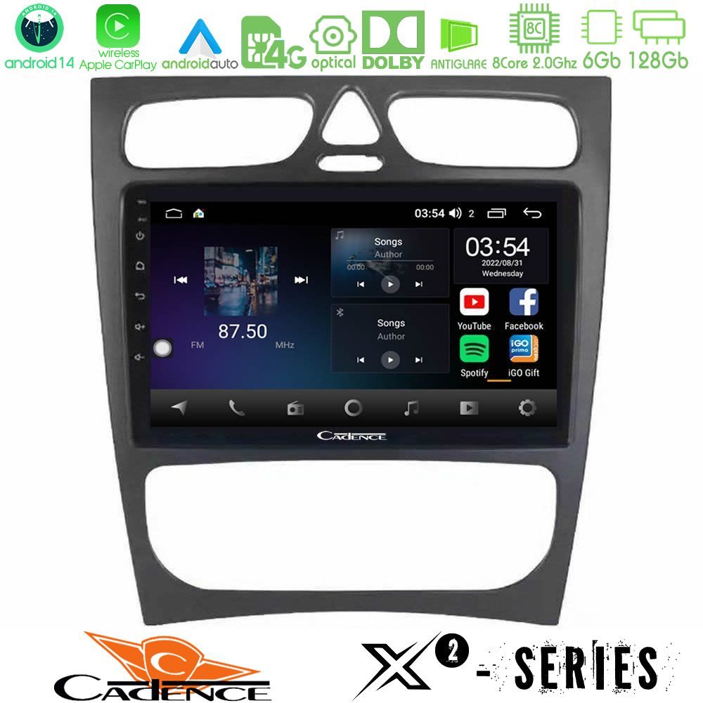 Cadence X2 Series 8Core Android14 6+128GB  Mercedes C Class (W203) Navigation Multimedia Tablet 9"