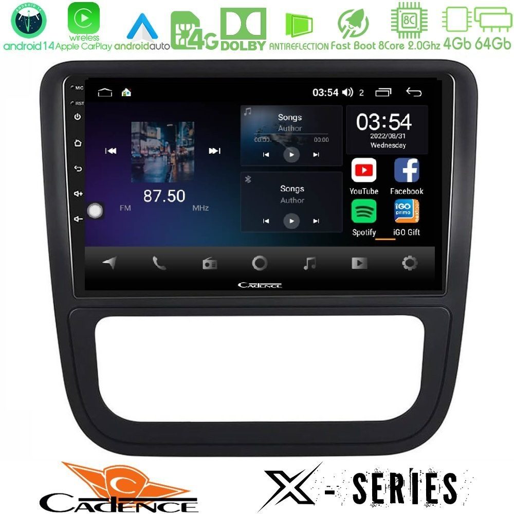 Cadence X Series VW Scirocco 2008-2014 8core Android 14 4+64GB Navigation Multimedia Tablet 9"