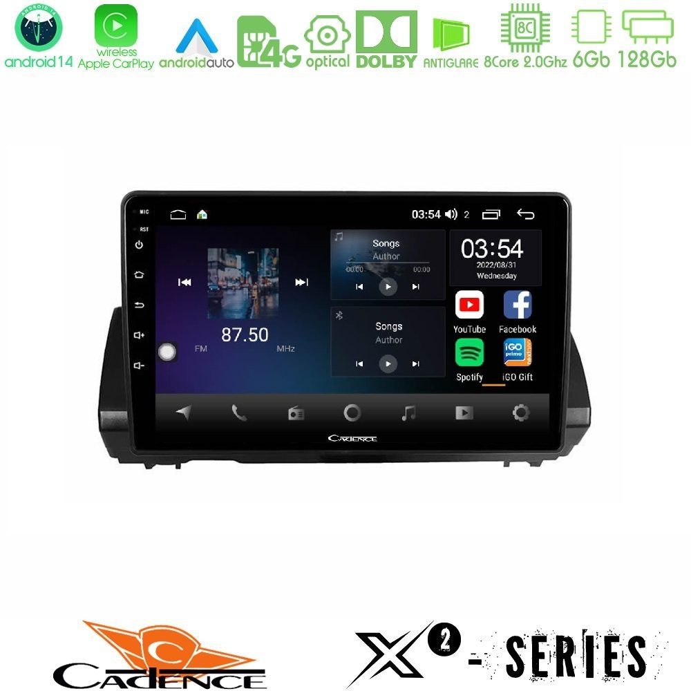 Cadence X2 Series 8Core Android14 6+128GB Dacia Sandero/Logan/Jogger 2022-> Navigation Multimedia Tablet 9"