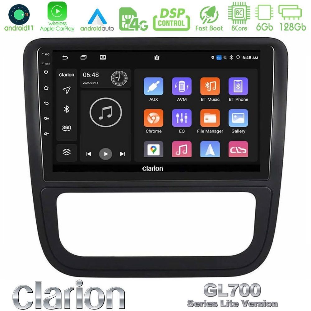 Clarion GL700 Lite Series 8Core Android11 6+128GB VW Scirocco 2008-2014 Navigation Multimedia Tablet 9" Με Carplay & Android Auto