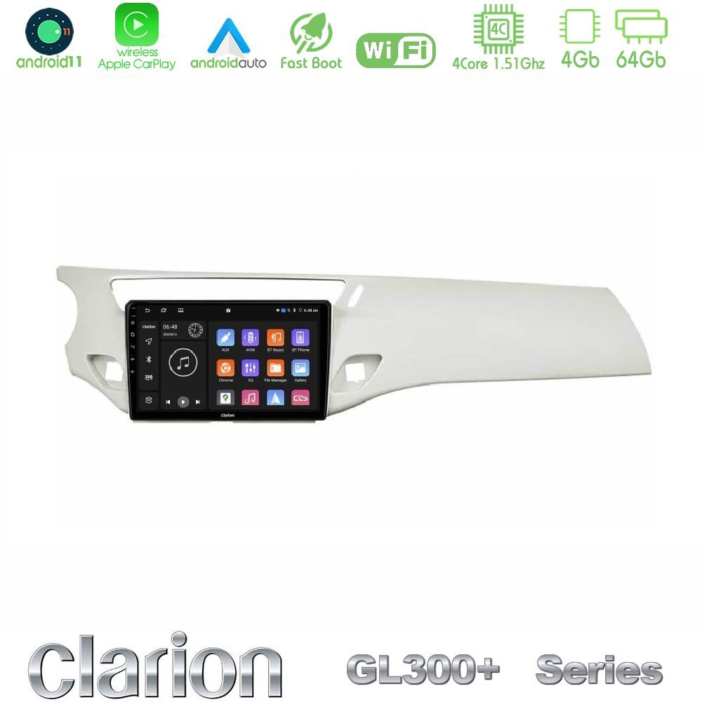 Clarion GL300+ Series 4Core Android11 4+64GB  Citroen C3 2009-2016 Navigation Multimedia Tablet 9"    (Άσπρο)