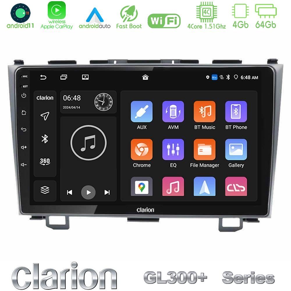 Clarion GL300+ Series 4Core Android11 4+64GB  Honda CRV Navigation Multimedia Tablet 9"
