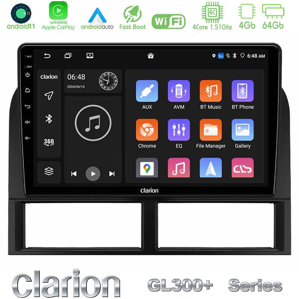 Clarion GL300+ Series 4Core Android11 4+64GB  Jeep Grand Cherokee 1999-2004 Navigation Multimedia Tablet 9"