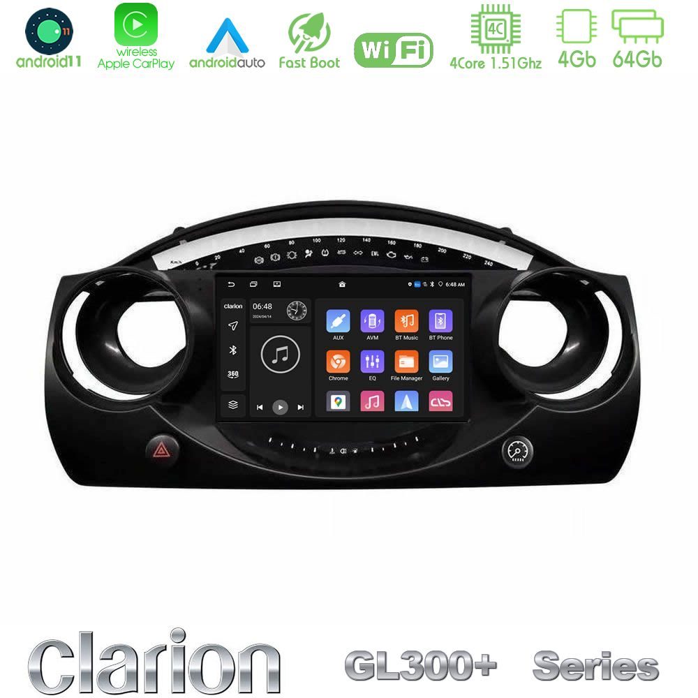 Clarion GL300+ Series 4Core Android11 4+64GB  Mini Cooper R50 Navigation Multimedia Tablet 9"
