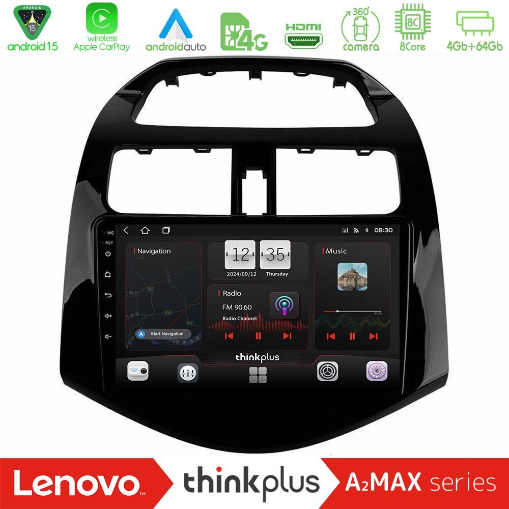 Lenovo Thinkplus A2MAX Series 8Core Android15 4+64GB  Chevrolet Spark 2009-2015 Navigation Multimedia Tablet 9"