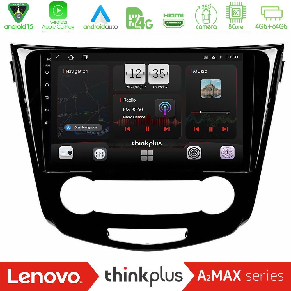 Lenovo Thinkplus A2MAX Series 8Core Android15 4+64GB  Nissan Qashqai J11 (Manual A/C) Navigation Multimedia Tablet 10"