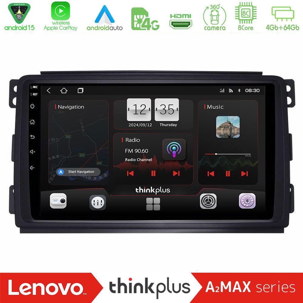 Lenovo Thinkplus A2MAX Series 8Core Android15 4+64GB  Smart 451 Navigation Multimedia Tablet 9"
