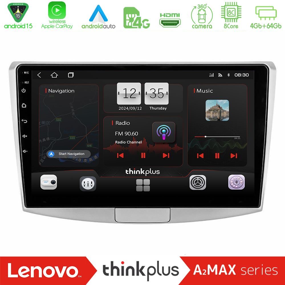 Lenovo Thinkplus A2MAX Series 8Core Android15 4+64GB  VW Passat Navigation Multimedia Tablet 10"