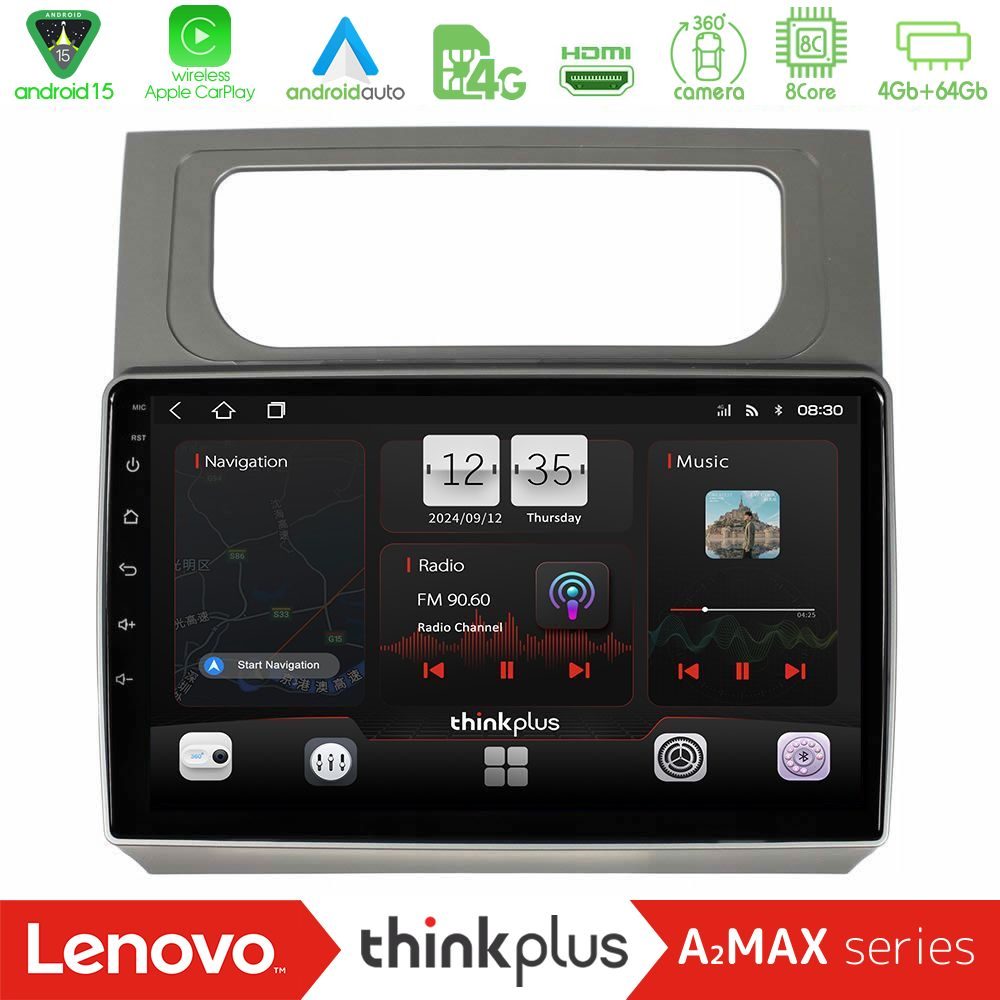 Lenovo Thinkplus A2MAX Series 8Core Android15 4+64GB  VW Touran 2011-2015 Navigation Multimedia Tablet 10"