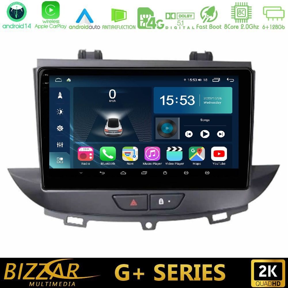 Bizzar G+ Series Opel Grandland/Crossland X 8core Android14 6+128GB Navigation Multimedia Tablet 9"