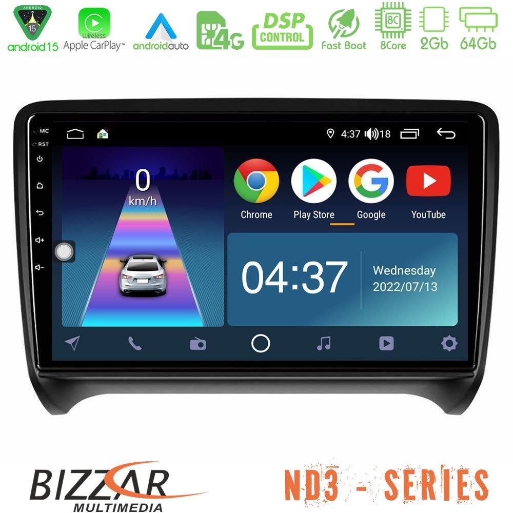 Bizzar ND3 Series 8Core Android15 2+64GB  Audi TT B7 Navigation Multimedia Tablet 9"