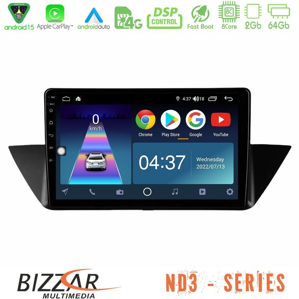 Bizzar ND3 Series 8Core Android15 2+64GB  BMW Χ1 E84 Navigation Multimedia Tablet 10"