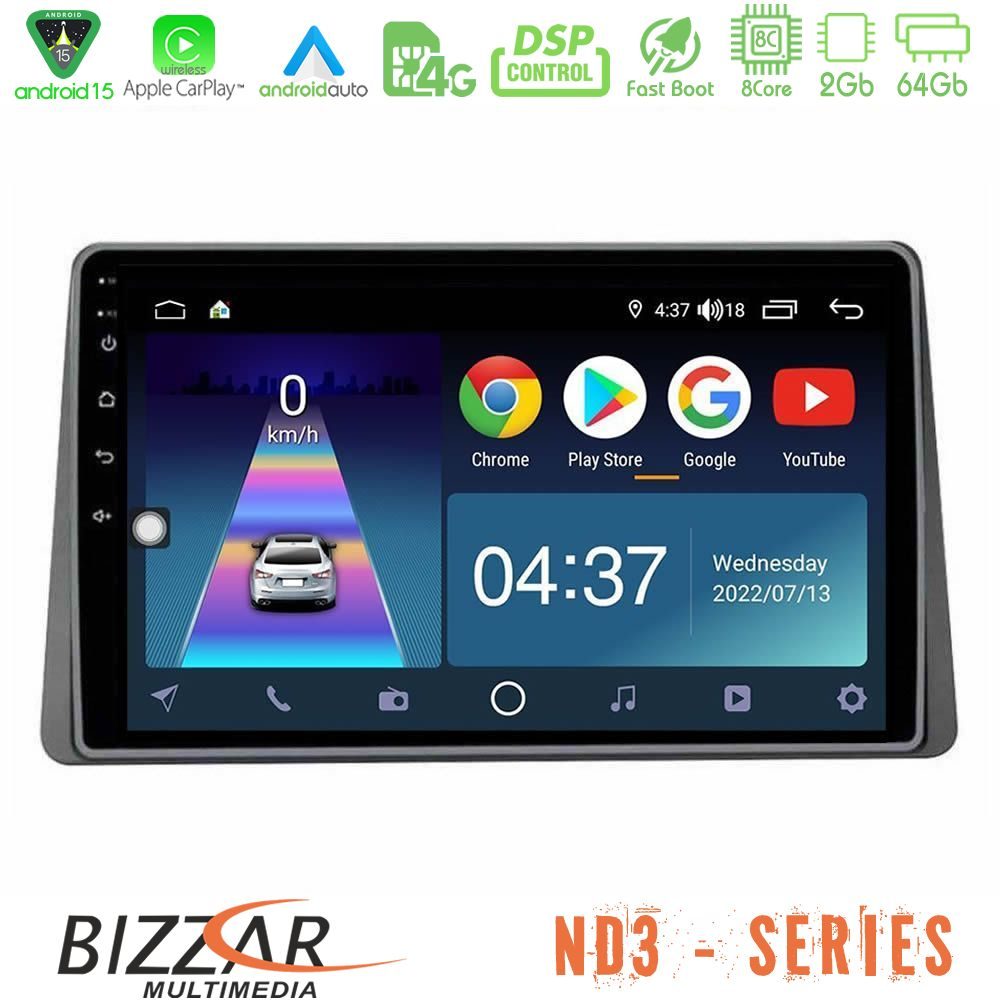Bizzar ND3 Series 8Core Android15 2+64GB  Renault Arkana 2019-> Navigation Multimedia Tablet 10"