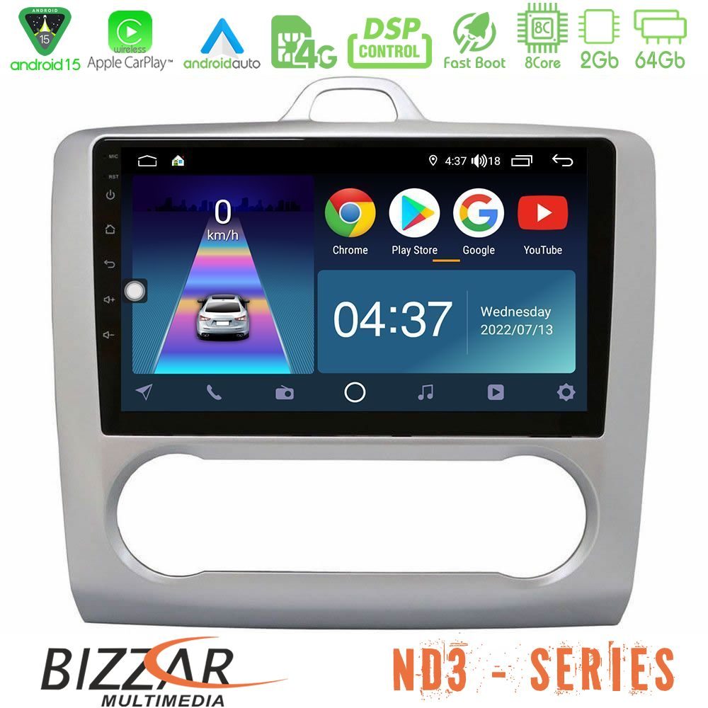 Bizzar ND3 Series 8Core Android15 2+64GB  Ford Focus Auto AC Navigation Multimedia Tablet 9"