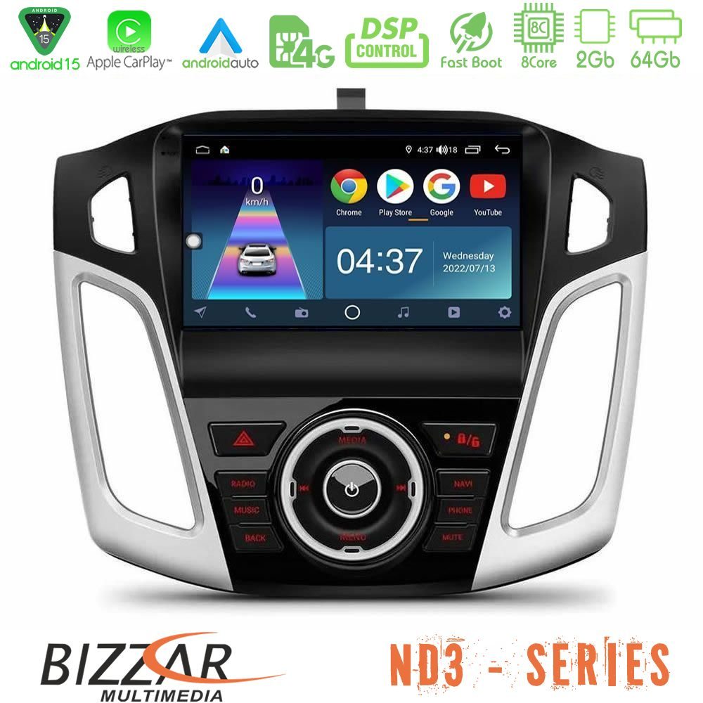Bizzar ND3 Series 8Core Android15 2+64GB Ford Focus 2012-2018 Navigation Multimedia Tablet 9"
