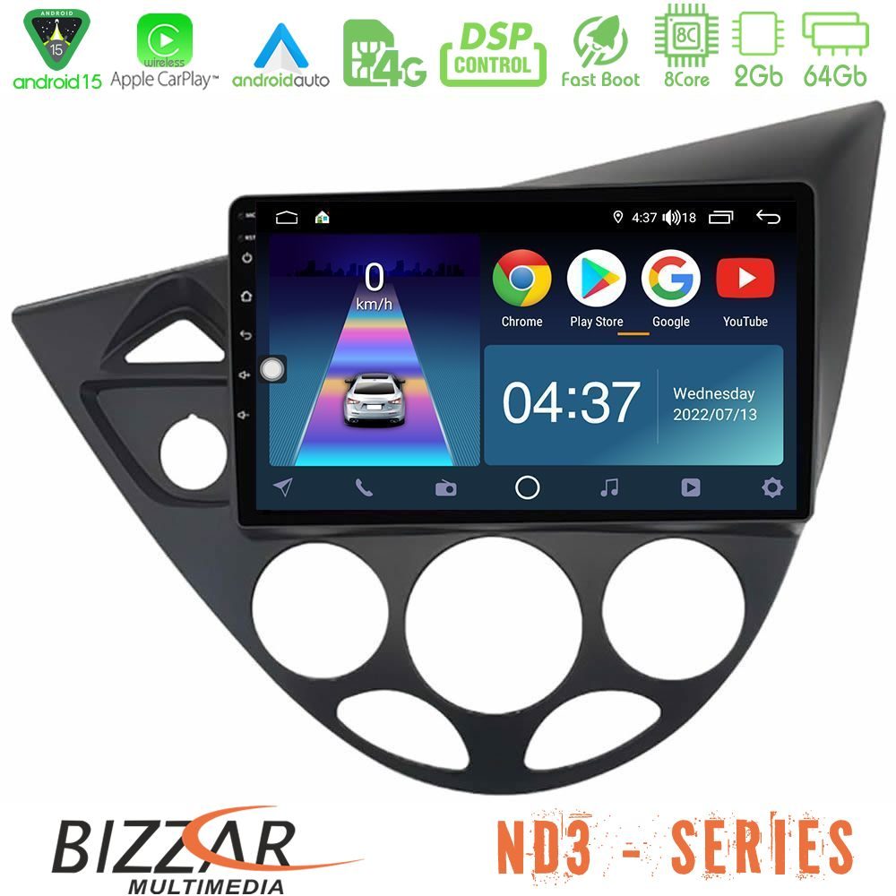 Bizzar ND3 Series 8Core Android15 2+64GB  Ford Focus 1999-2004 Navigation Multimedia Tablet 9"