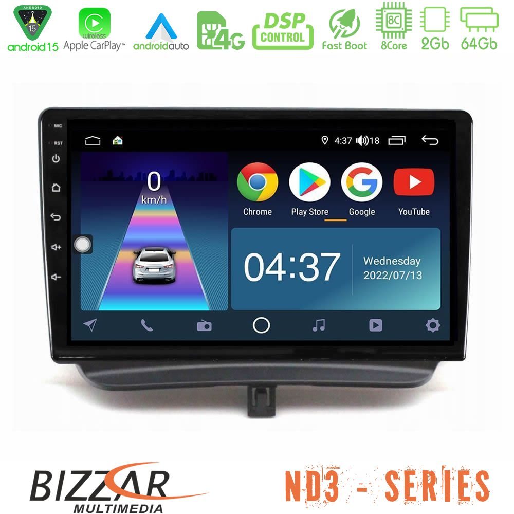 Bizzar ND3 Series 8Core Android15 2+64GB  Ford Courier 2015-2023 Navigation Multimedia Tablet 9"