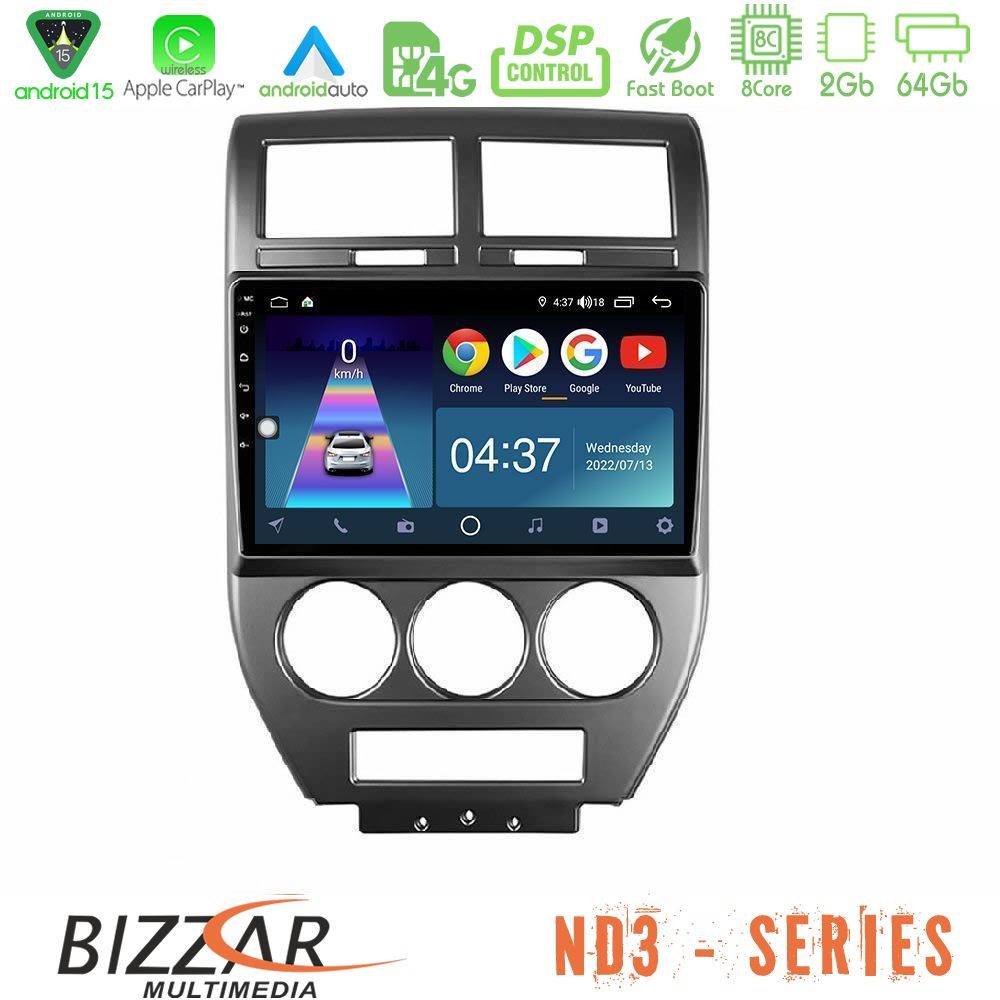 Bizzar ND3 Series 8Core Android15 2+64GB  Jeep Compass/Patriot 2007-2008 Navigation Multimedia Tablet 10"