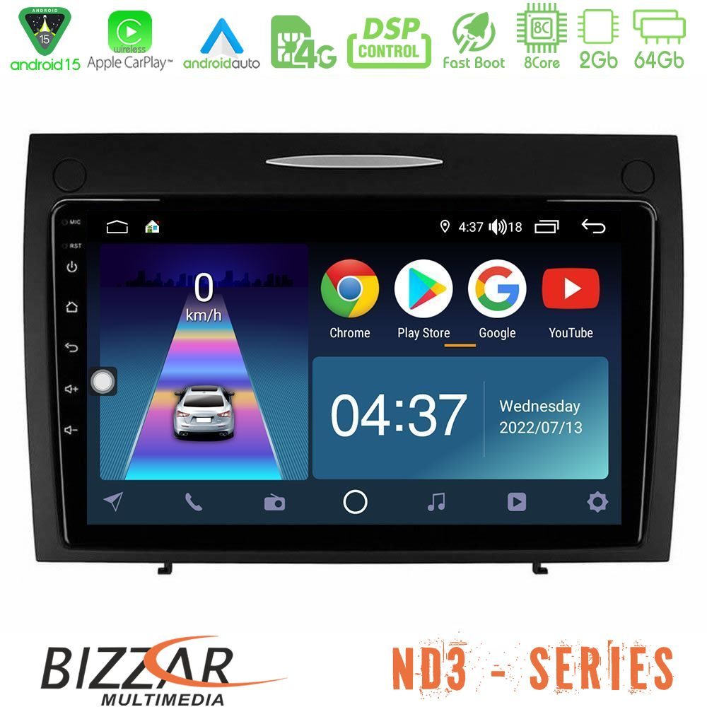 Bizzar ND3 Series 8Core Android15 2+64GB  Mercedes SLK Class Navigation Multimedia Tablet 9"