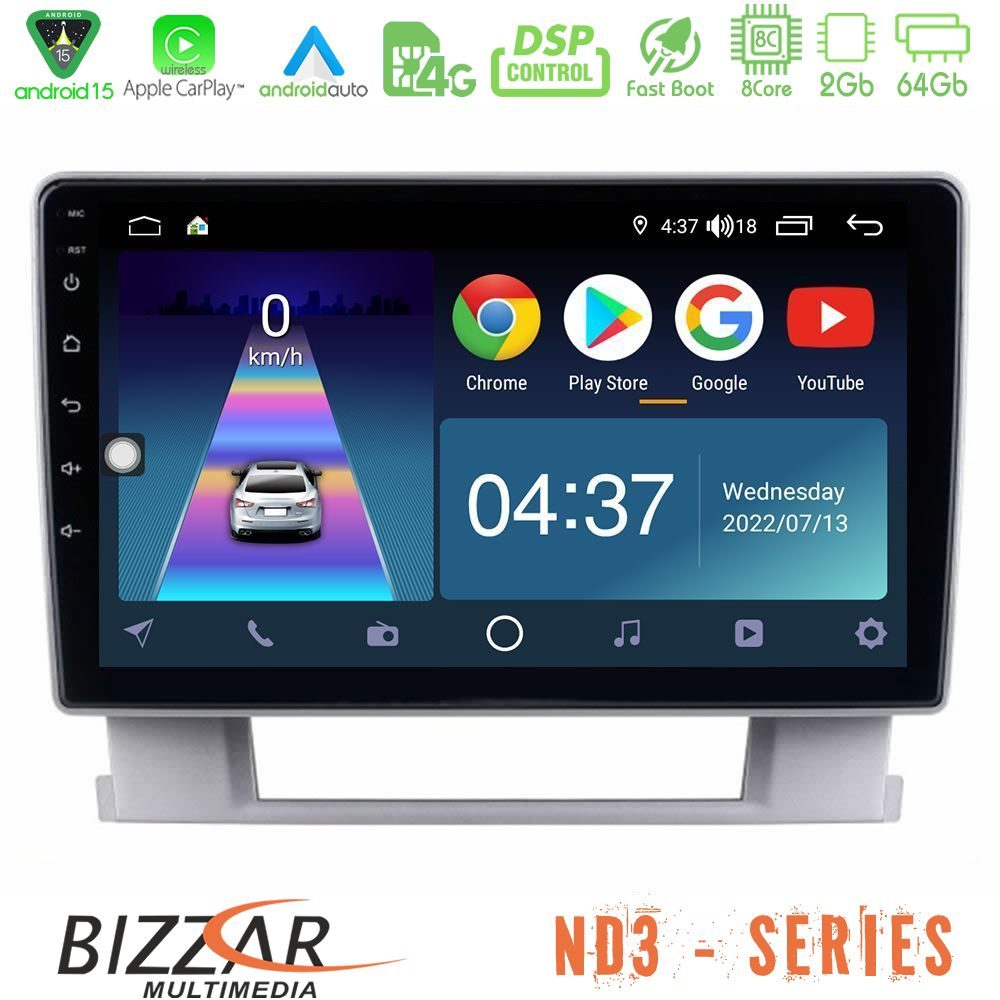 Bizzar ND3 Series 8Core Android15 2+64GB  Opel Astra J 2010-2014 Navigation Multimedia Tablet 9"