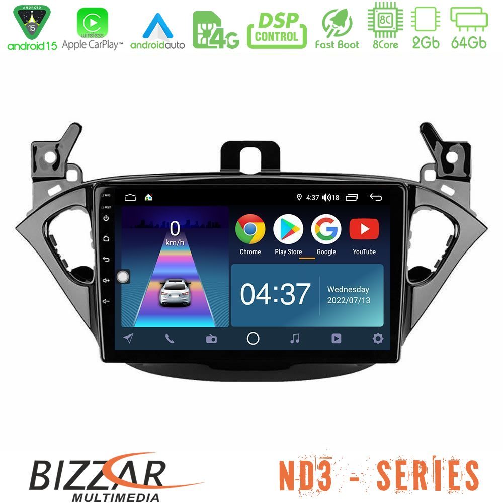 Bizzar ND3 Series 8Core Android15 2+64GB  Opel Corsa E/Adam Navigation Multimedia Tablet 9"