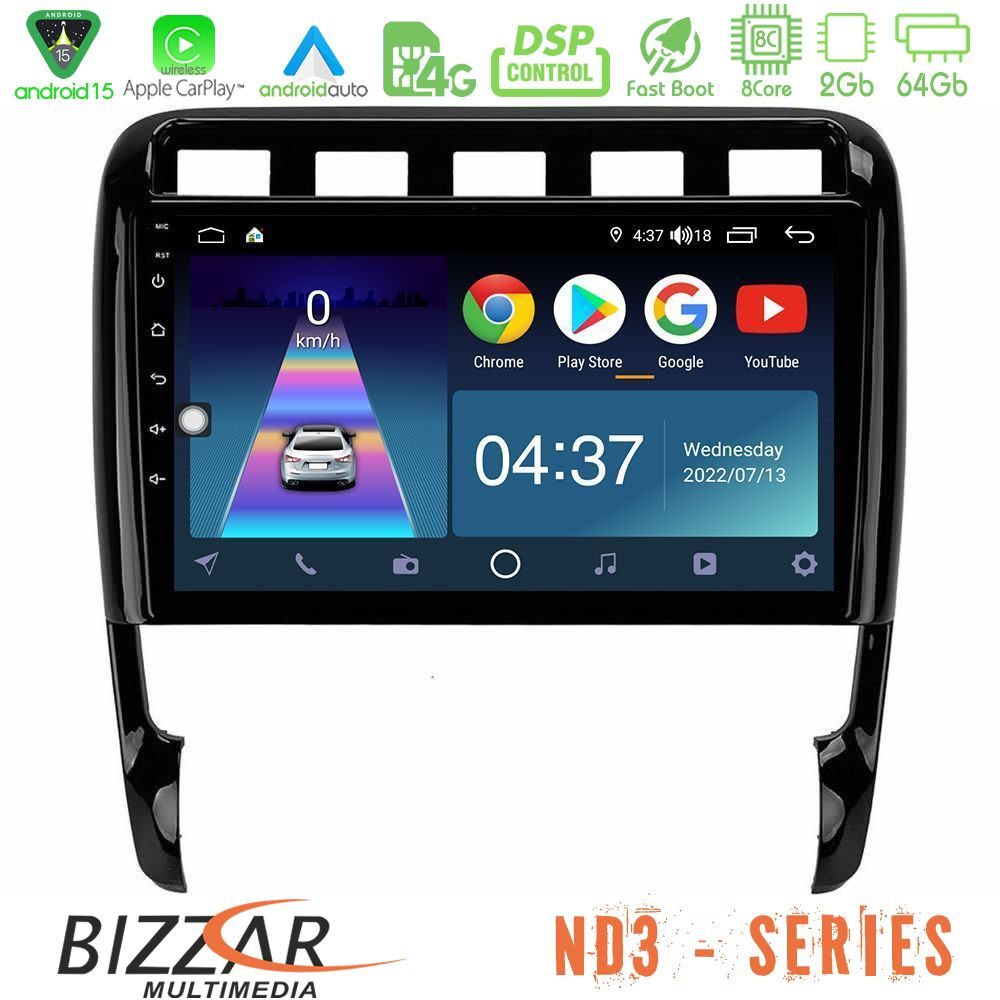 Bizzar ND3 Series 8Core Android15 2+64GB  Porsche Cayenne 2003-2010 Navigation Multimedia Tablet 9"