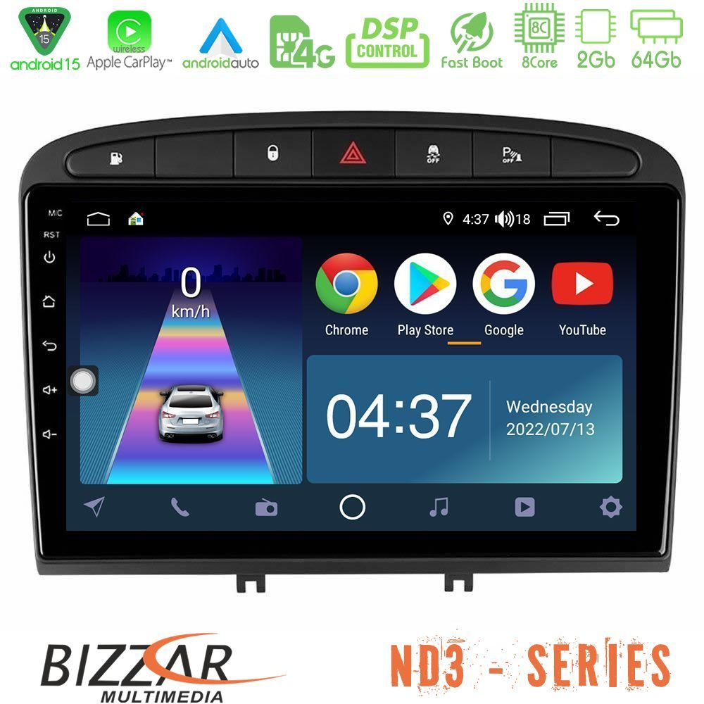Bizzar ND3 Series 8Core Android15 2+64GB  Peugeot 308/RCZ Navigation Multimedia Tablet 9"
