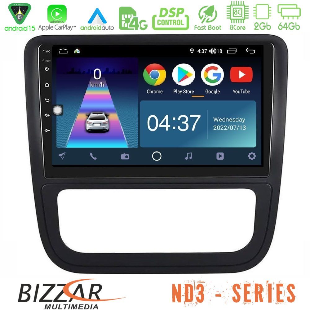 Bizzar ND3 Series 8Core Android15 2+64GB  VW Scirocco 2008-2014 Navigation Multimedia Tablet 9" (Μαύρο Χρώμα)