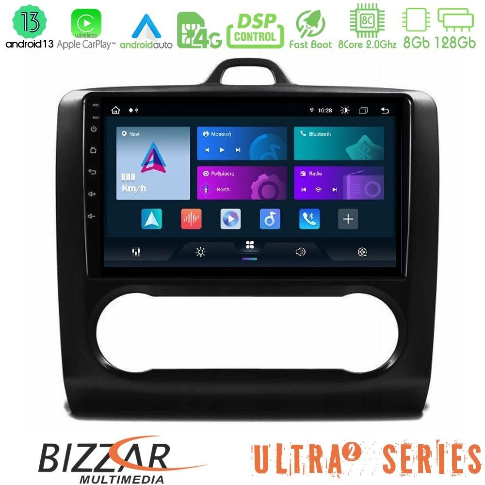 Bizzar Ultra Series Ford Focus Auto AC 8core Android13 8+128GB Navigation Multimedia Tablet 9"