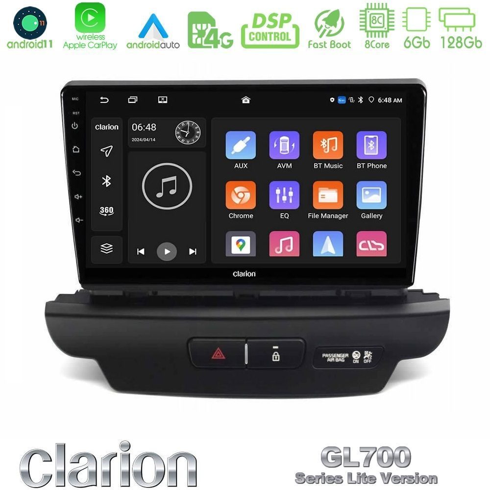 Clarion GL700 Lite Series 8Core Android11 6+128GB Kia Ceed 2018-2023 Navigation Multimedia Tablet 9" Με Carplay & Android Auto (Low Version)