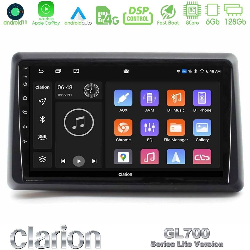 Clarion GL700 Lite Series 8Core Android11 6+128GB Renault Express 2020-2025 Navigation Multimedia Tablet 9" Με Carplay & Android Auto