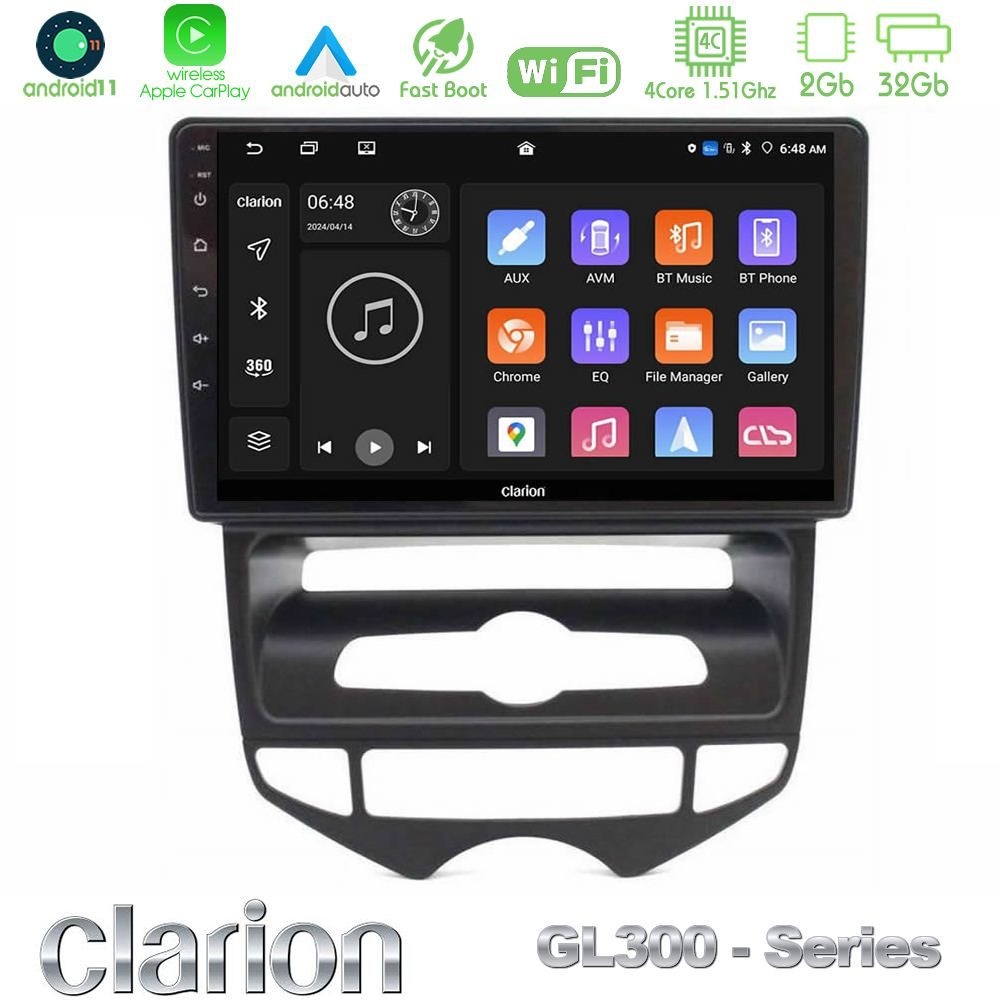 Clarion GL300 Series 4Core Android11 2+32GB Hyundai ix20 2010-2020 (AUTO A/C) Navigation Multimedia Tablet 10" Με Carplay & Android Auto