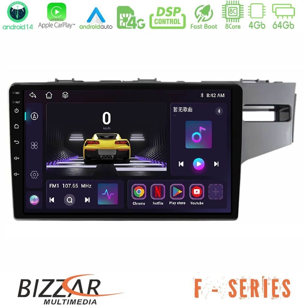 Bizzar F Series 8Core Android14 4+64GB Honda Jazz 2013-2020 RHD Navigation Multimedia Tablet 9" Με Carplay & Android Auto