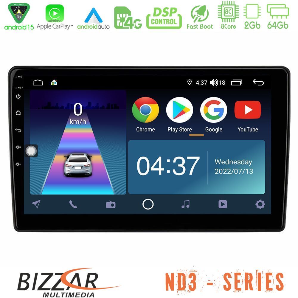Bizzar ND3 Series 8Core Android15 2+64GB Nissan Navara 2010-2015 (High Version) Navigation Multimedia Tablet 9"