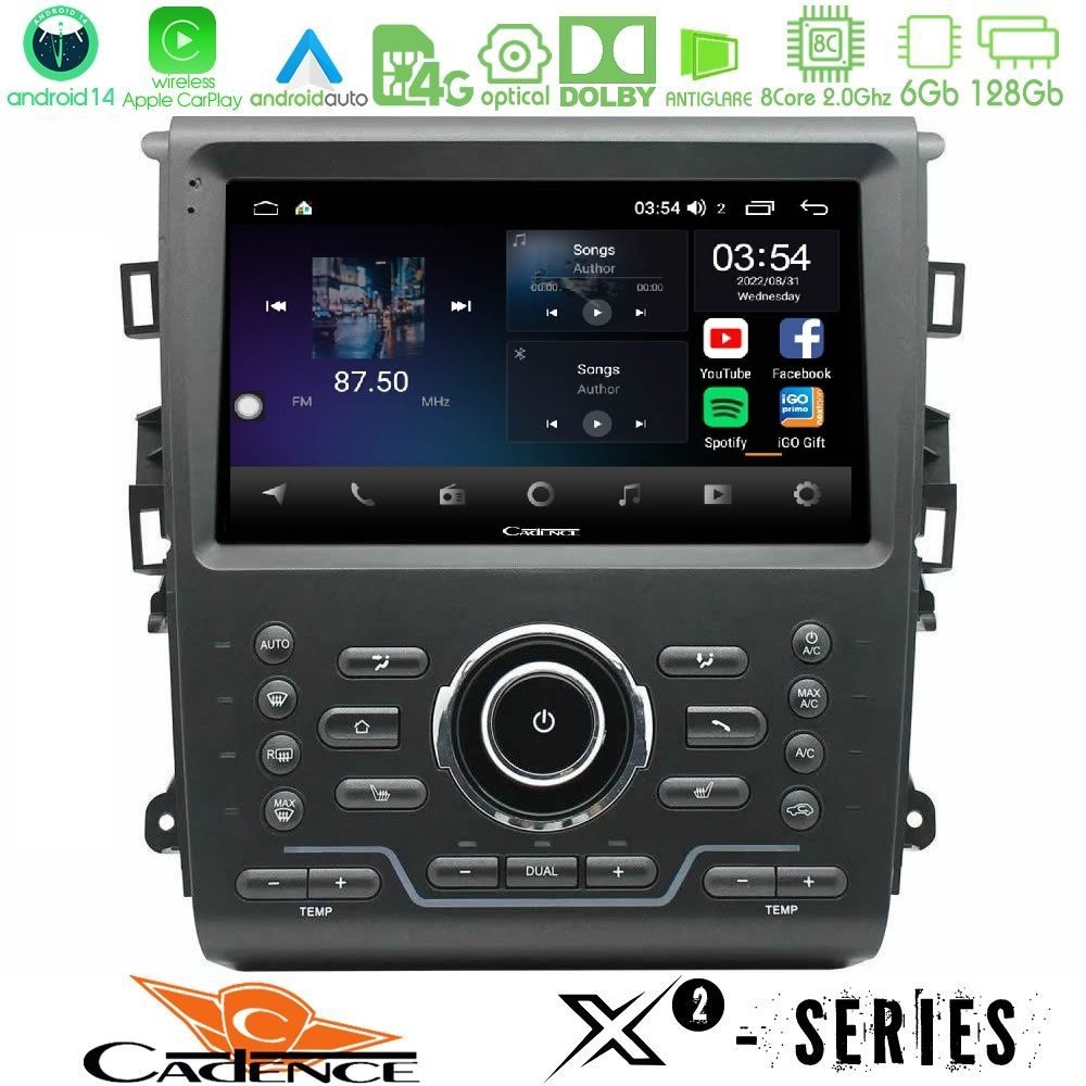 Cadence X2 Series 8Core Android14 6+128GB Ford Mondeo 2014-2021 Navigation Multimedia Tablet 9"
