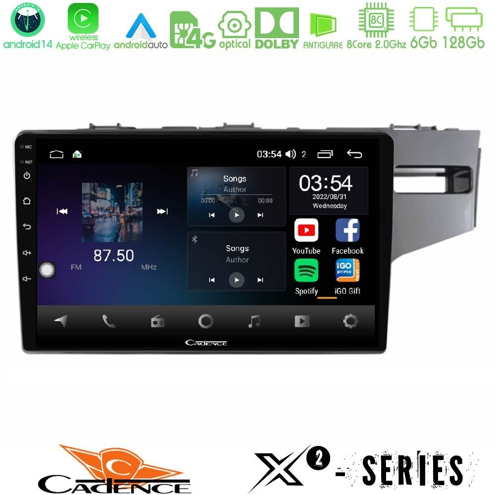 Cadence X2 Series 8Core Android14 6+128GB Honda Jazz 2013-2020 RHD Navigation Multimedia Tablet 9"