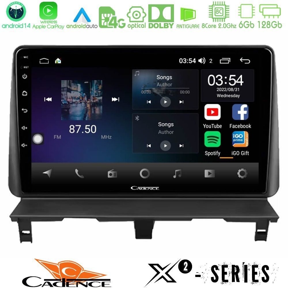 Cadence X2 Series 8Core Android14 6+128GB Peugeot Partner / Citroën Berlingo 2002-2008 Navigation Multimedia Tablet 9"