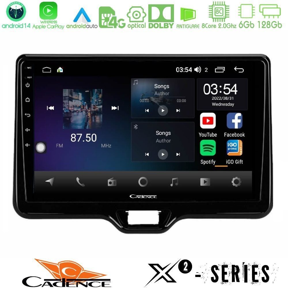 Cadence X2 Series 8Core Android14 6+128GB Toyota Yaris Cross RHD 2020-> (Low Version) Navigation Multimedia Tablet 9"