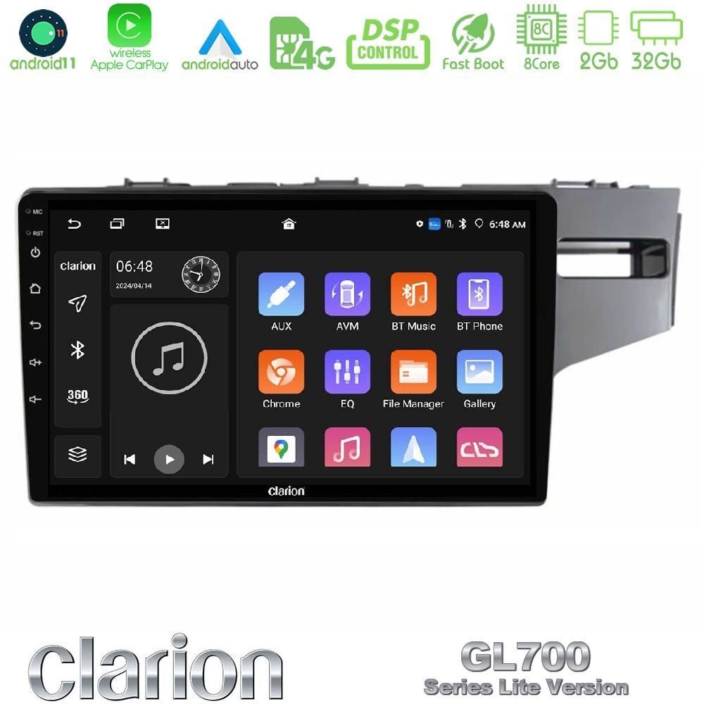 Clarion GL700 Lite Series 8Core Android11 2+32GB Honda Jazz 2013-2020 RHD Navigation Multimedia Tablet 9" Με Carplay & Android Auto