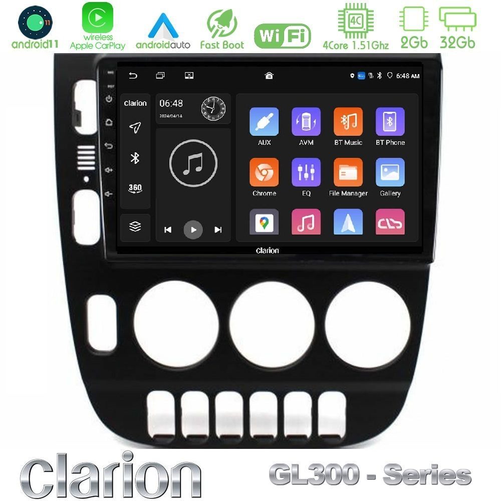 Clarion GL300 Series 4Core Android11 2+32GB Mercedes ML Class (W163) 1998-2005 Navigation Multimedia Tablet 9" Με Carplay & Android Auto