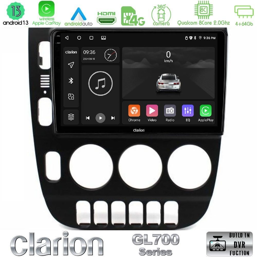 Clarion GL700 Series 8Core Android13 4+64GB Mercedes ML Class (W163) 1998-2005 Navigation Multimedia Tablet 9" Με Carplay & Android Auto