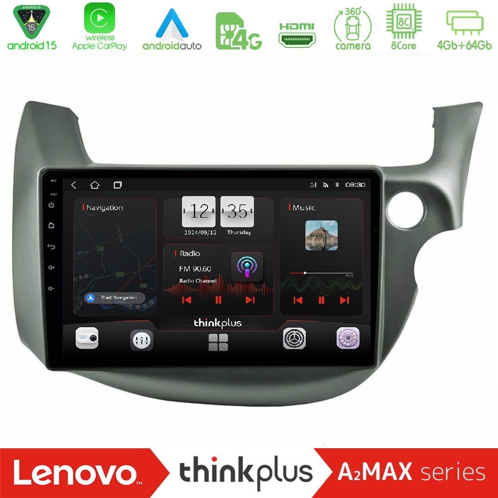 Lenovo Thinkplus A2MAX Series 8Core Android15 4+64GB Honda Jazz (Fit) 2009-2013 RHD Navigation Multimedia Tablet 10"