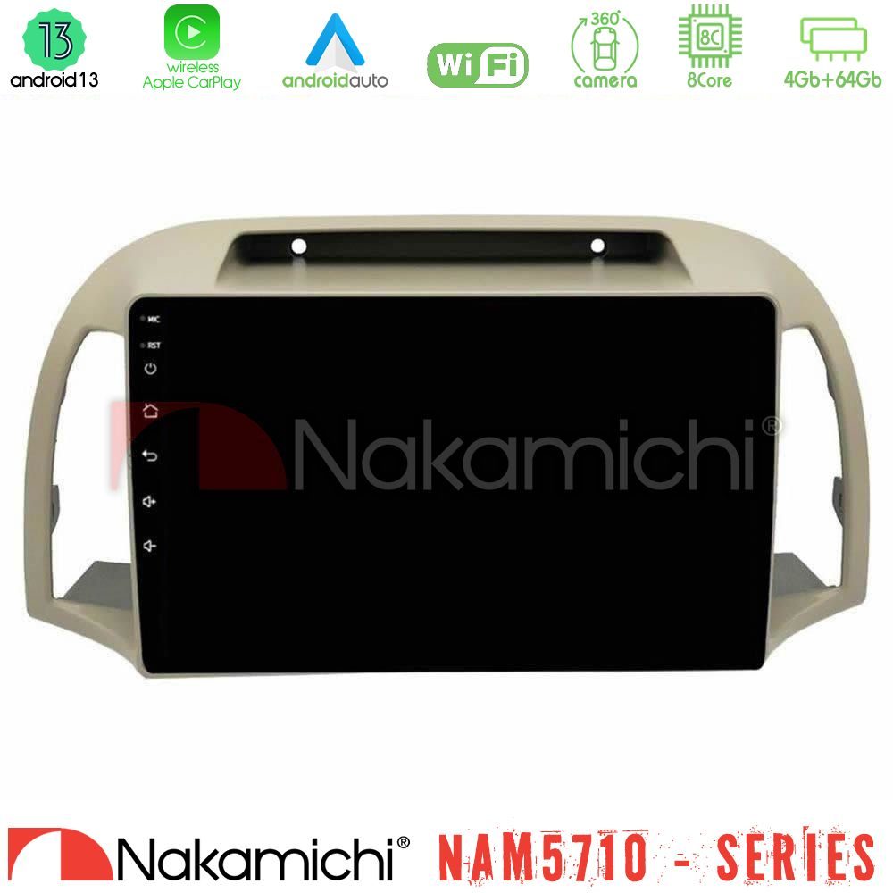 Nakamichi NAM5710 Series 8Core Android13 4+64GB  Nissan Micra K12 2002-2010 Navigation Multimedia Tablet 9"