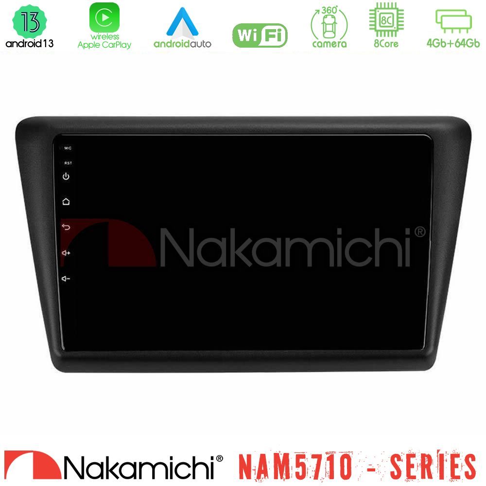 Nakamichi NAM5710 Series 8Core Android13 4+64GB  Skoda Rapid 2013-2017 Navigation Multimedia Tablet 9"