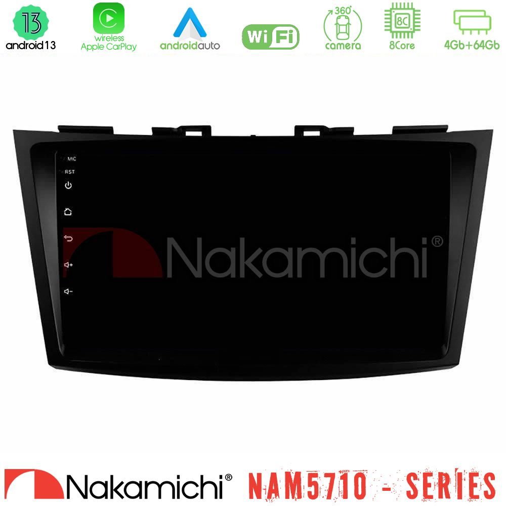 Nakamichi NAM5710 Series 8Core Android13 4+64GB  Suzuki Swift 2011-2016 Navigation Multimedia Tablet 9"