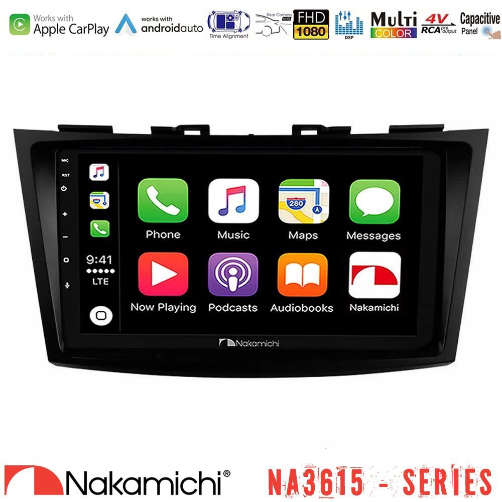 Nakamichi NA3615 Series Με Wireless Carplay & Android Auto  Suzuki Swift 2011-2016 Media Station Tablet 9"