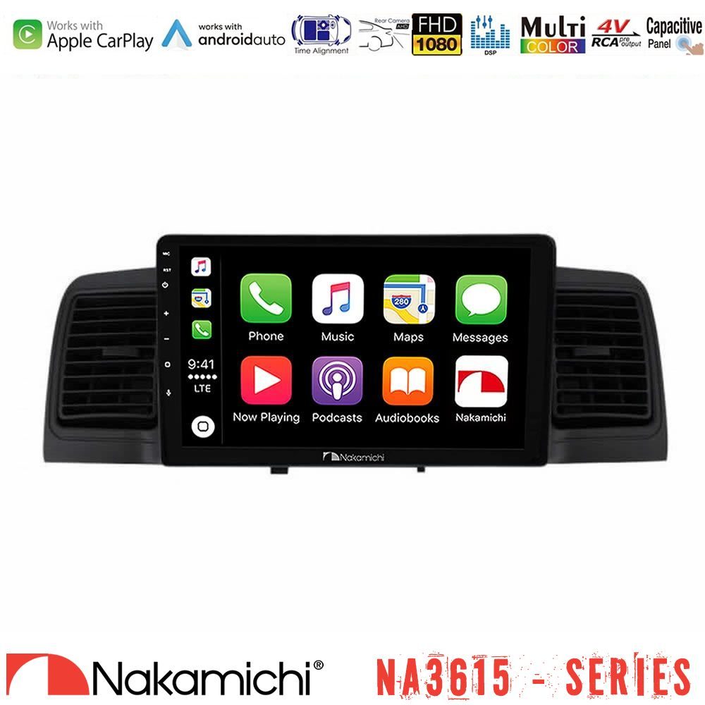 Nakamichi NA3615 Series Με Wireless Carplay & Android Auto  Toyota Corolla 2002-2006 Media Station Tablet 9"   (Black)