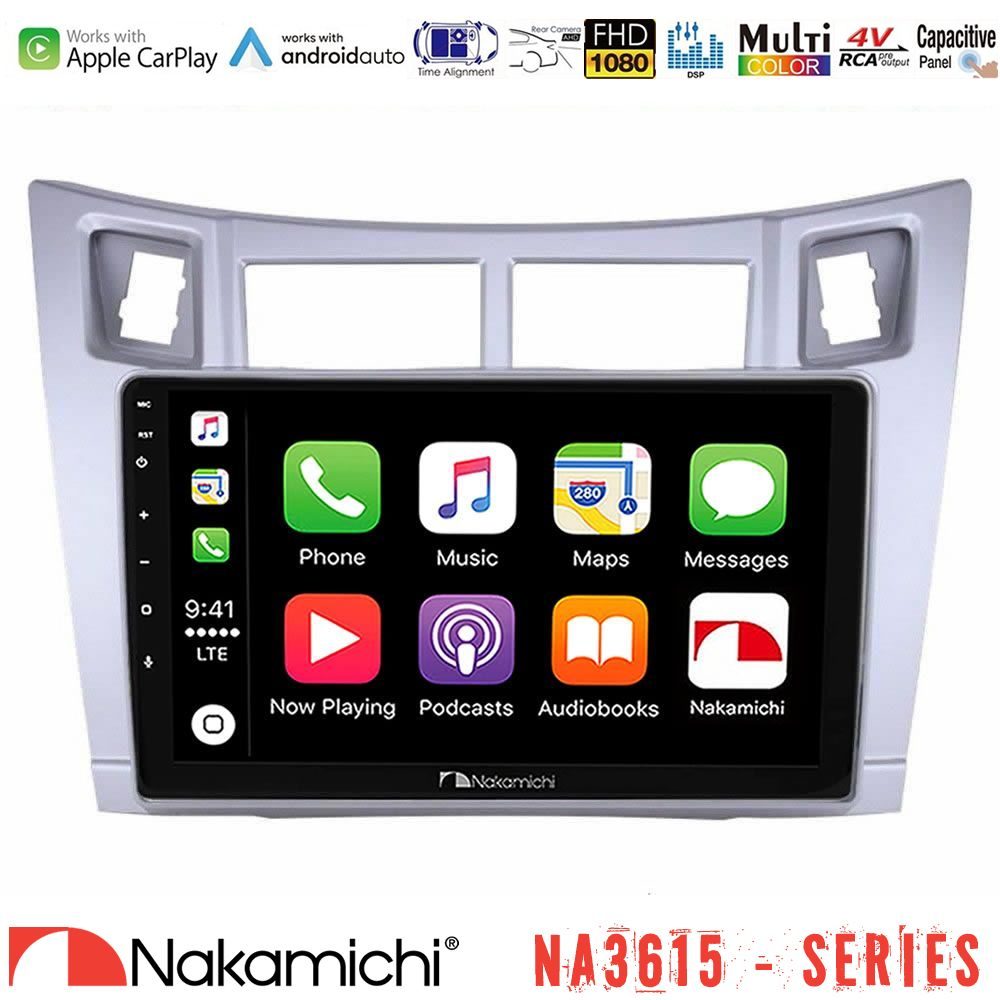 Nakamichi NA3615 Series Με Wireless Carplay & Android Auto  Toyota Yaris Media Station Tablet 9" (Ασημί Χρώμα)